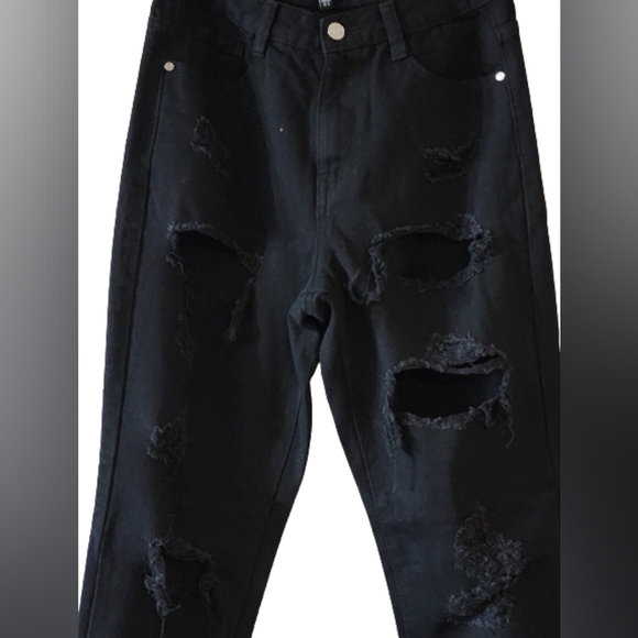 Riot high rise mom jeans Distressed denim ripped size 6 color black - Picture 1 of 6